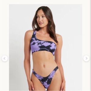 BOUND BY BOND-EYE The Samira Bikini Lilac Black‎ Marble Swim One Size NWT